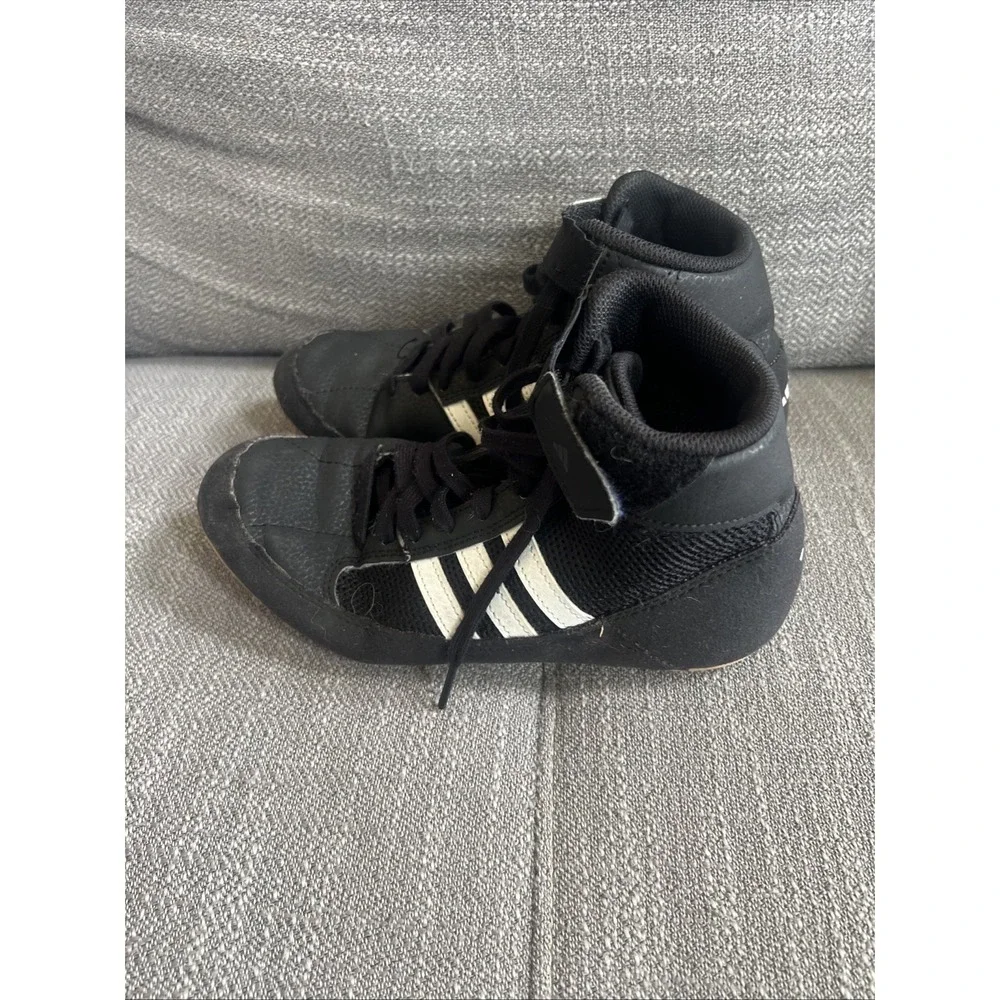 Adidas HVC 2 Youth Wrestling Shoes Size 3 AQ3325 Boxing MMA Hi Top Leather Mat